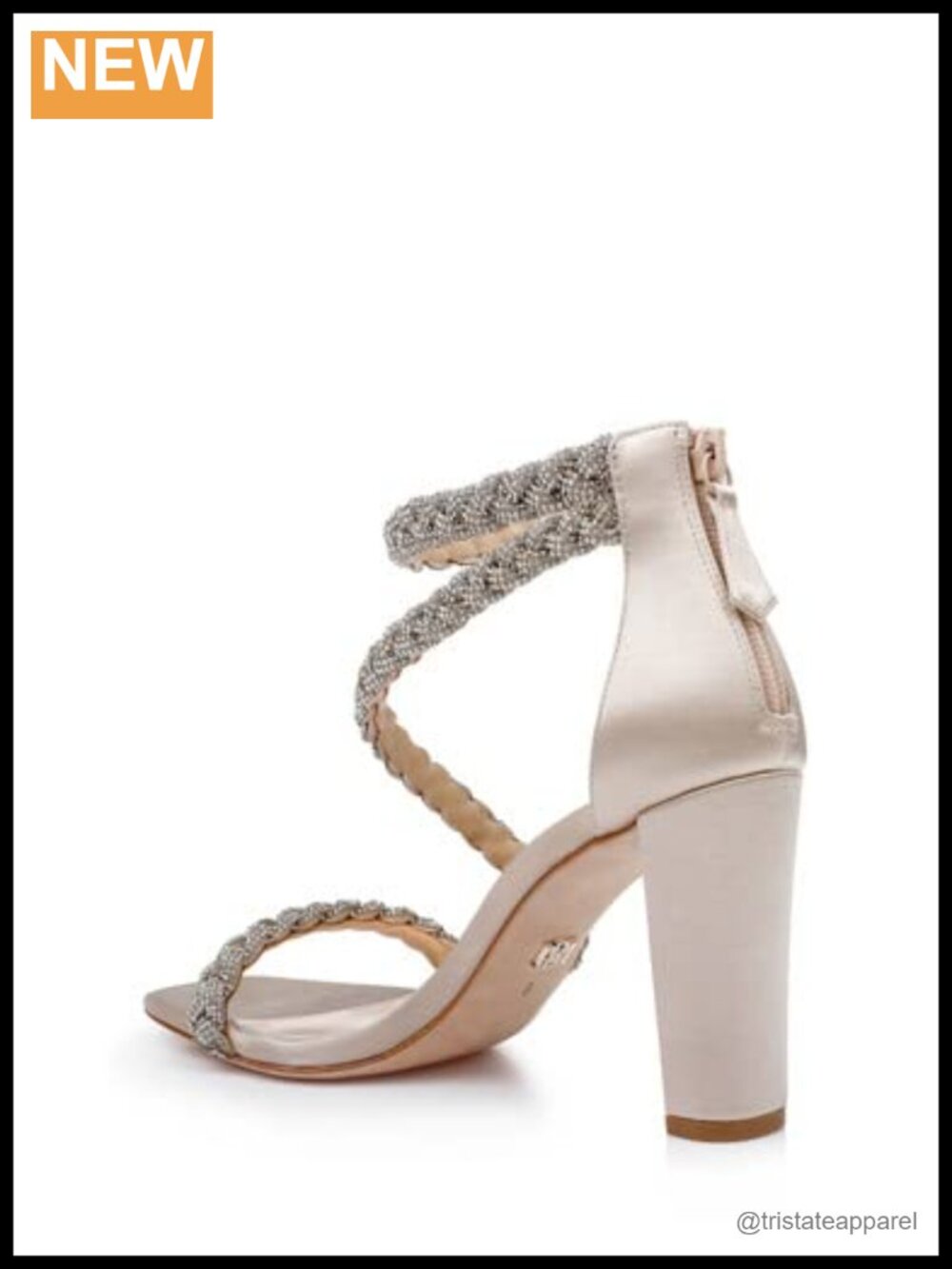 Braided Rhinestone Block Heel Sandals - Picture 3 of 6
